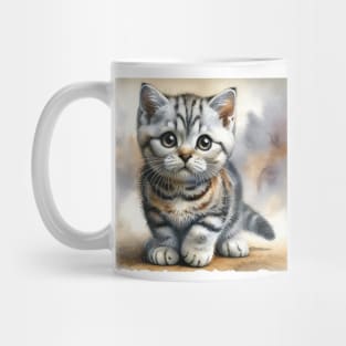 American Wirehair Watercolor Kitten - Cute Kitties Mug